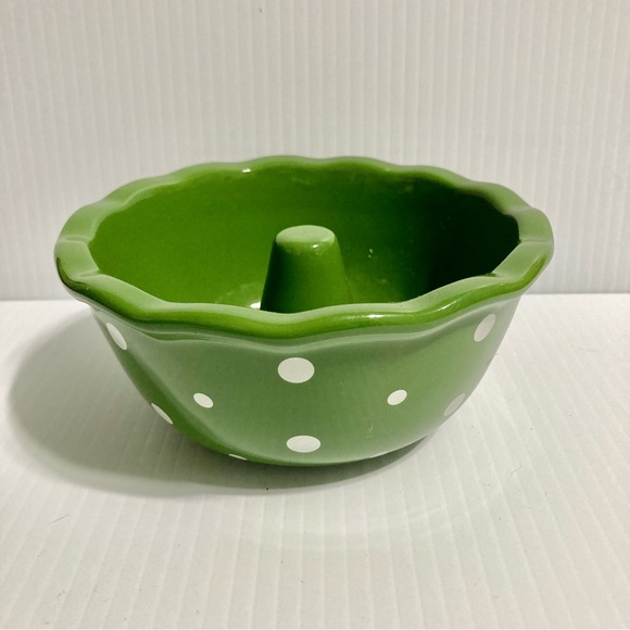 TEMP-TATIONS Ovenware Baking Mini by Green  White Polka Dots 2.5 x 5.5 in - Picture 5 of 10